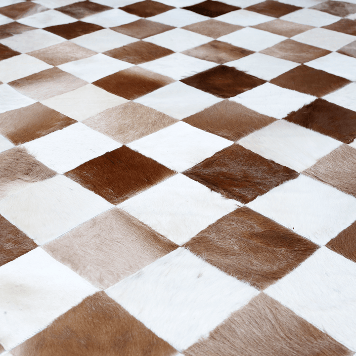 Diamond Design Cow Skin Patchwork Rug 4x6 FT