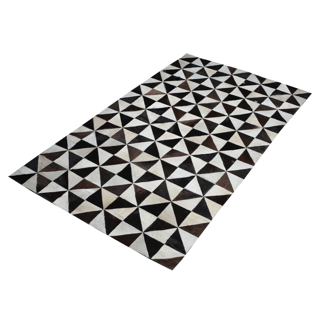 Triangles Cow Skin Patchwork Rug 3x5 FT