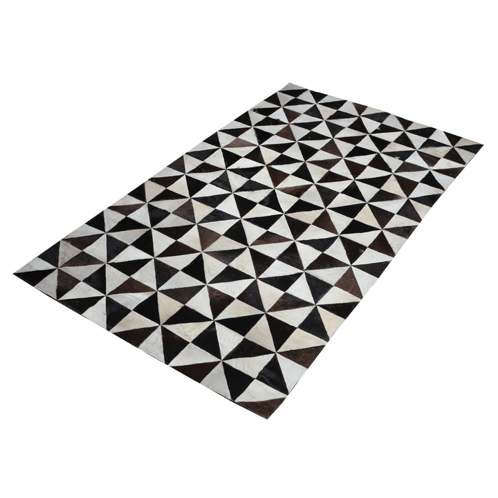 Triangles Cow Skin Patchwork Rug 3x5 FT
