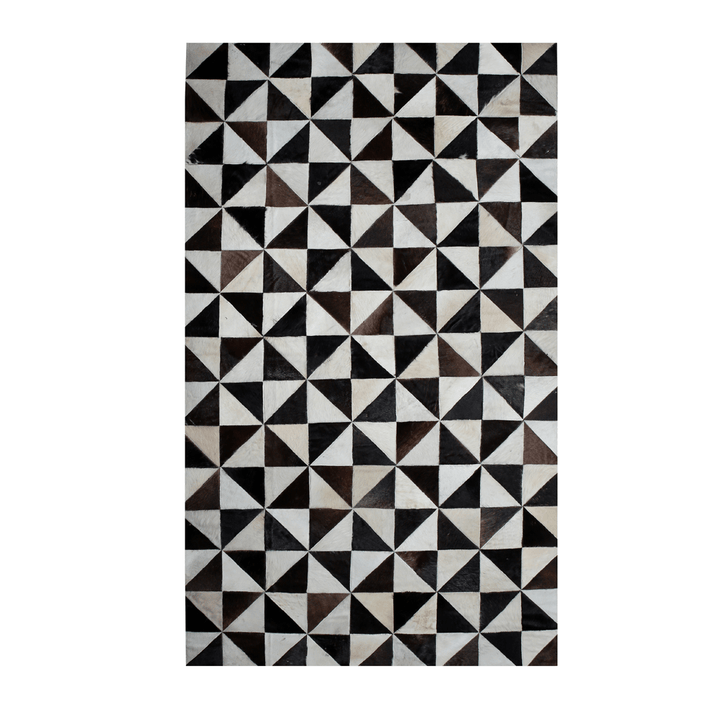 Triangles Cow Skin Patchwork Rug 3x5 FT