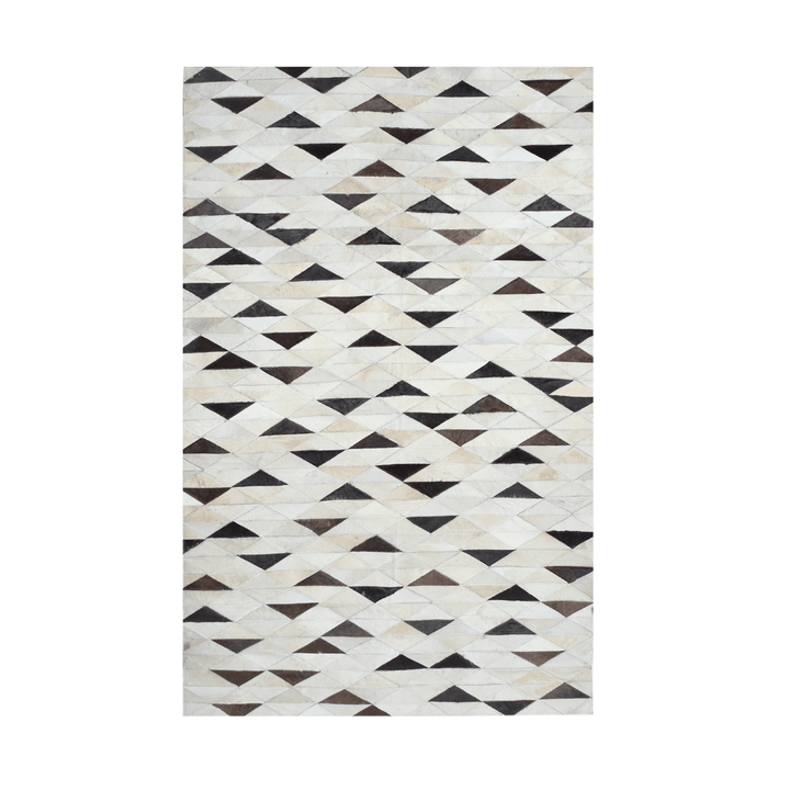 Triangle Design Cow Skin Patchwork Rug 3x5 ft