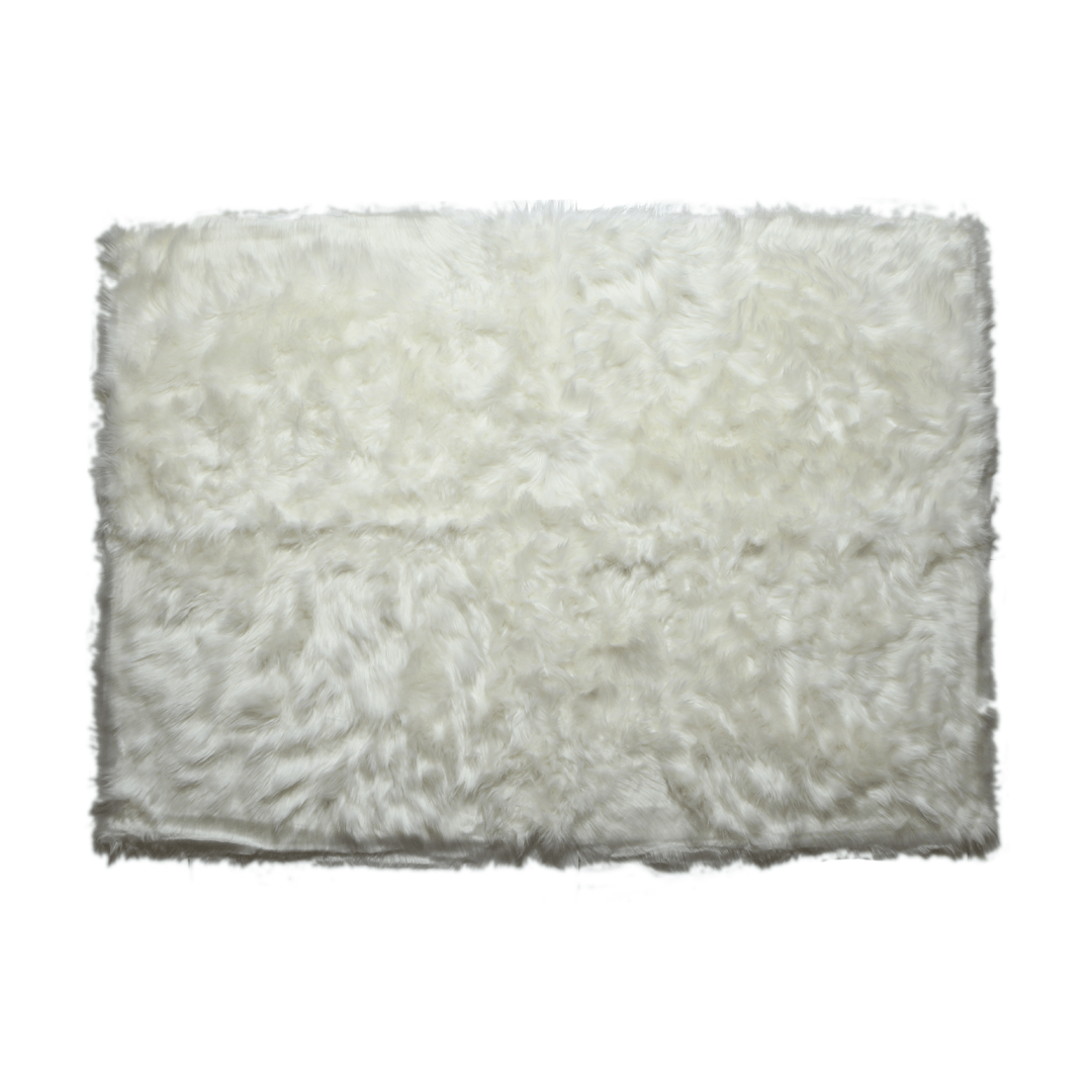 White Fur Area Rug 4x6 ft