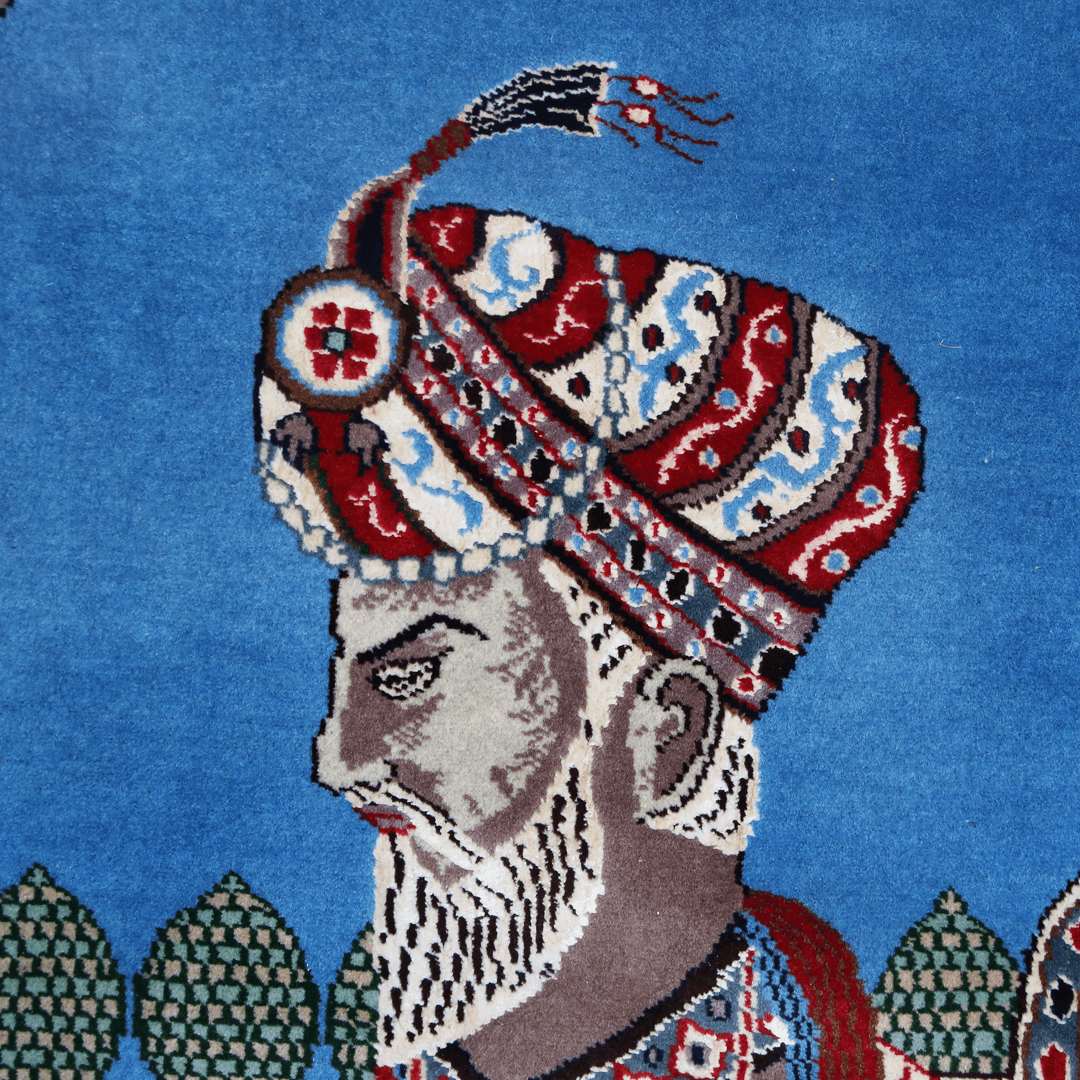 Akbar Badsha Handknotted Silk Pictorial Rug 3x5 Ft