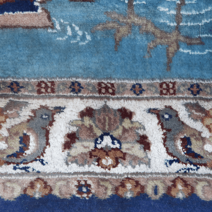 Peacock Handknotted Silk Pictorial Rug 3x5 Ft