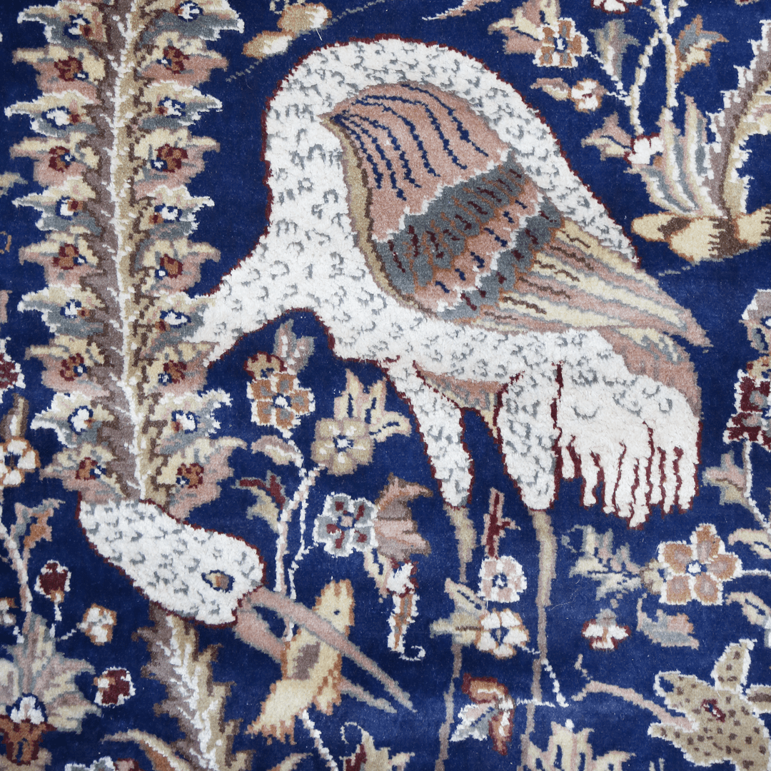 Peacock Handknotted Silk Pictorial Rug 3x5 Ft