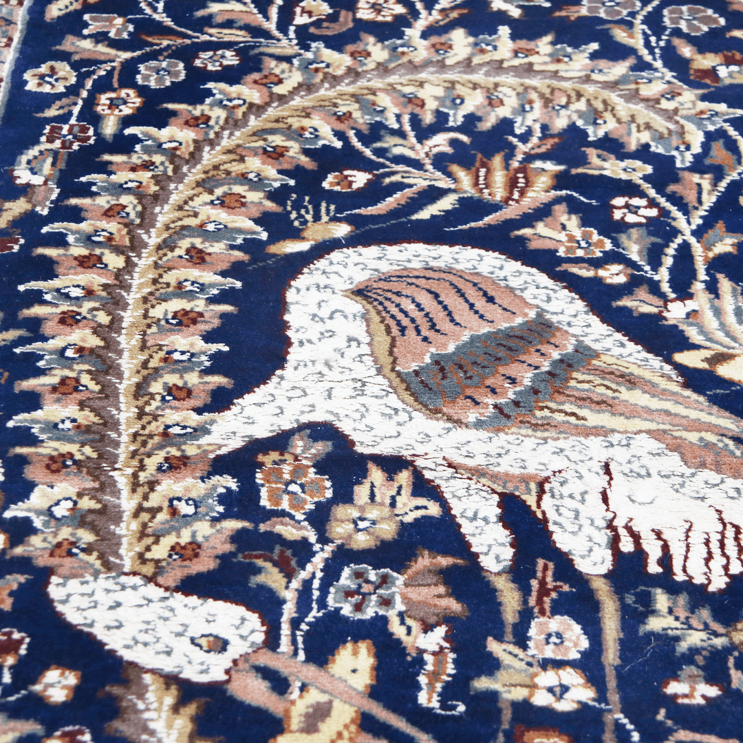 Peacock Handknotted Silk Pictorial Rug 3x5 Ft