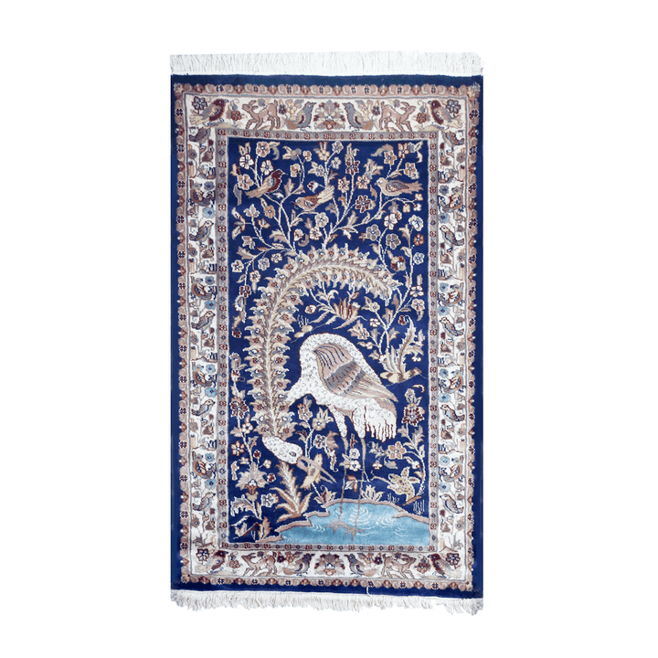 Peacock Handknotted Silk Pictorial Rug 3x5 Ft
