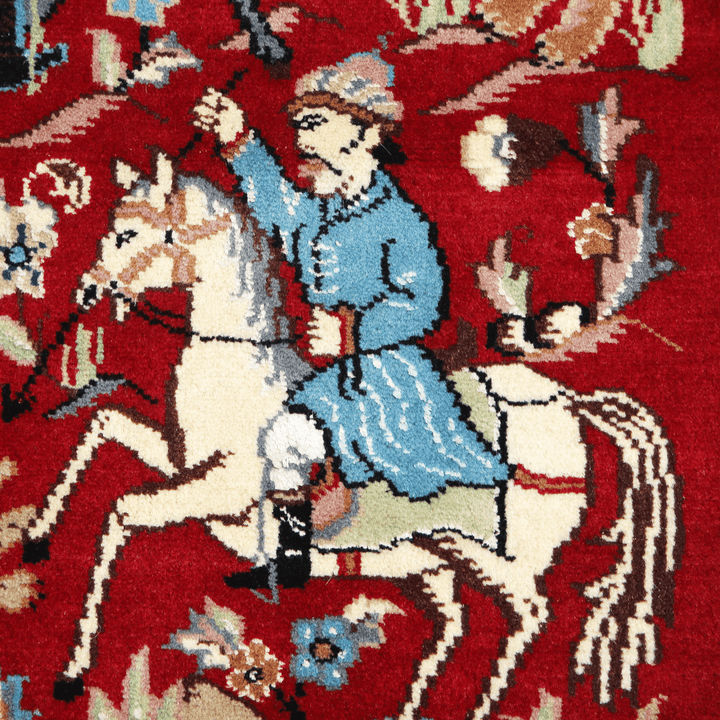 Shikargah Handknotted Silk Pictorial Rug 2.5x4 Ft