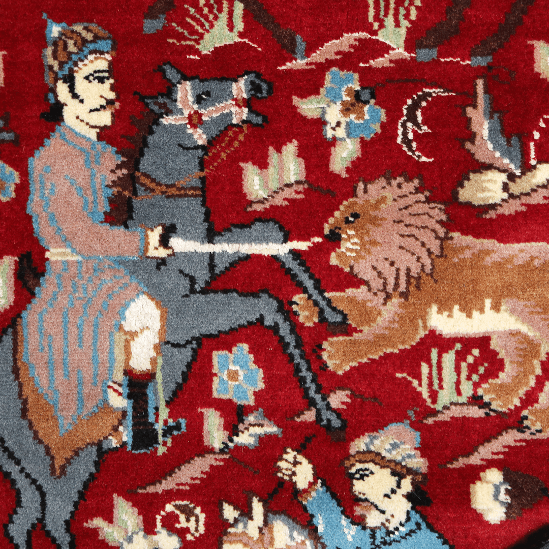 Shikargah Handknotted Silk Pictorial Rug 2.5x4 Ft