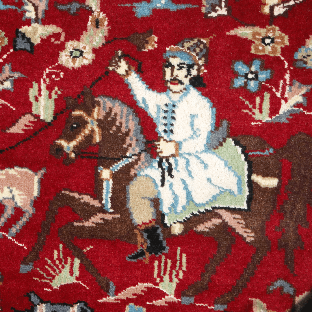 Shikargah Handknotted Silk Pictorial Rug 2.5x4 Ft