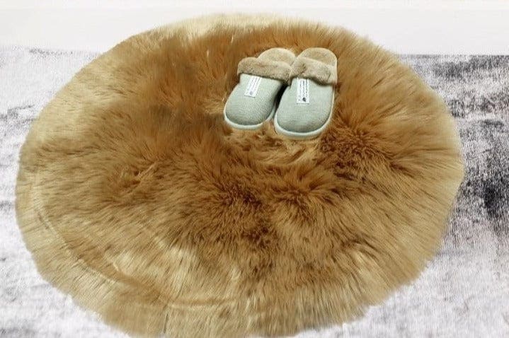 Beige Gold Round Fur 80x80 cm