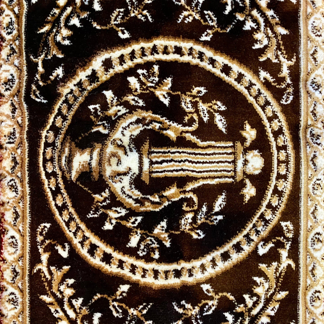 Brown Traditional Turkish Embossed 5x8 ft