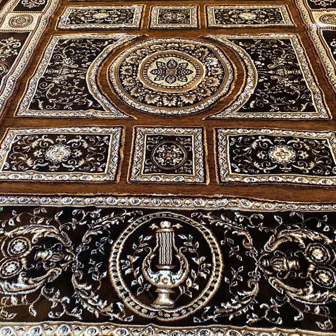 Brown Traditional Turkish Embossed 5x8 ft