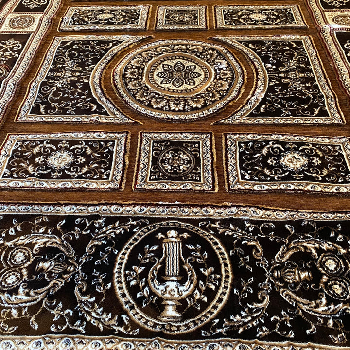 Brown Traditional Turkish Embossed 5x8 ft