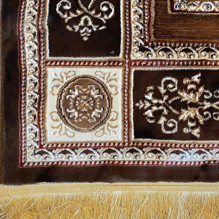 Brown Traditional Turkish Embossed 5x8 ft