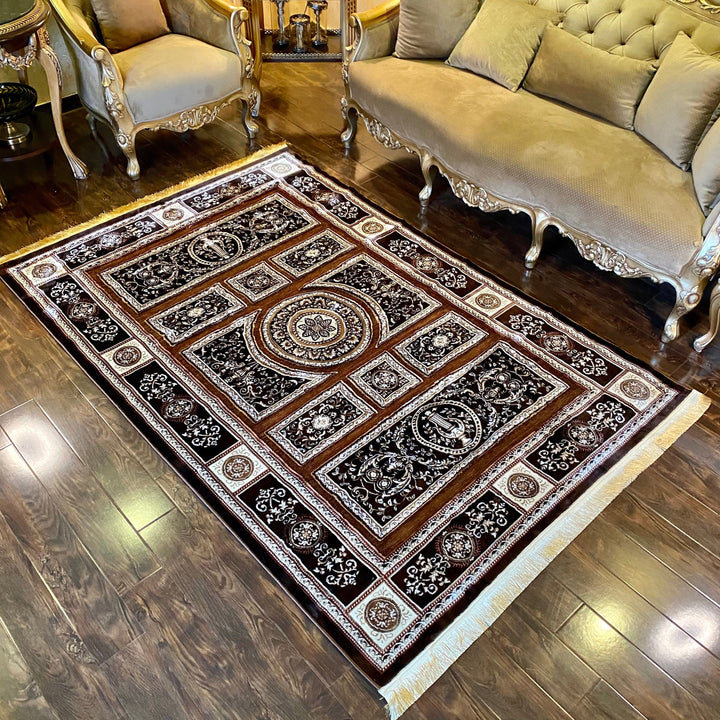 Brown Traditional Turkish Embossed 5x8 ft