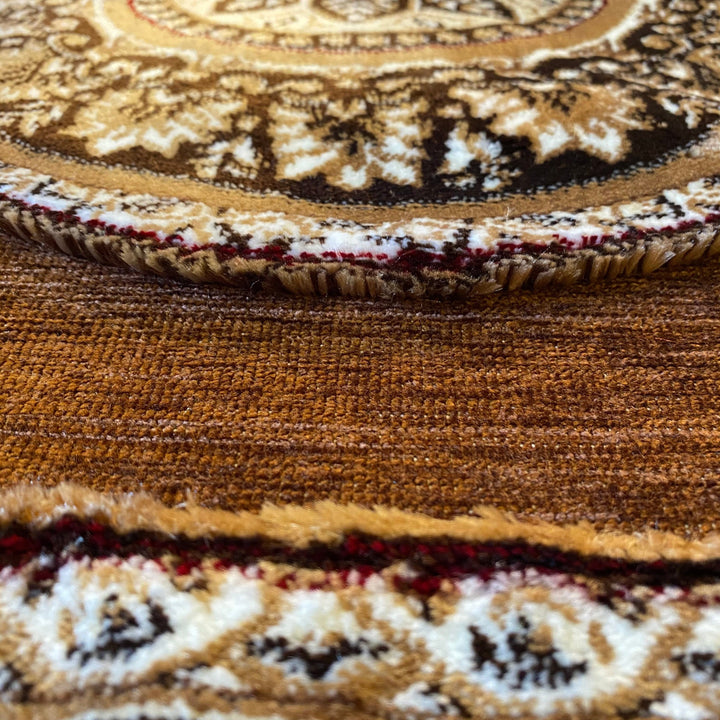 Brown Traditional Turkish Embossed 5x8 ft