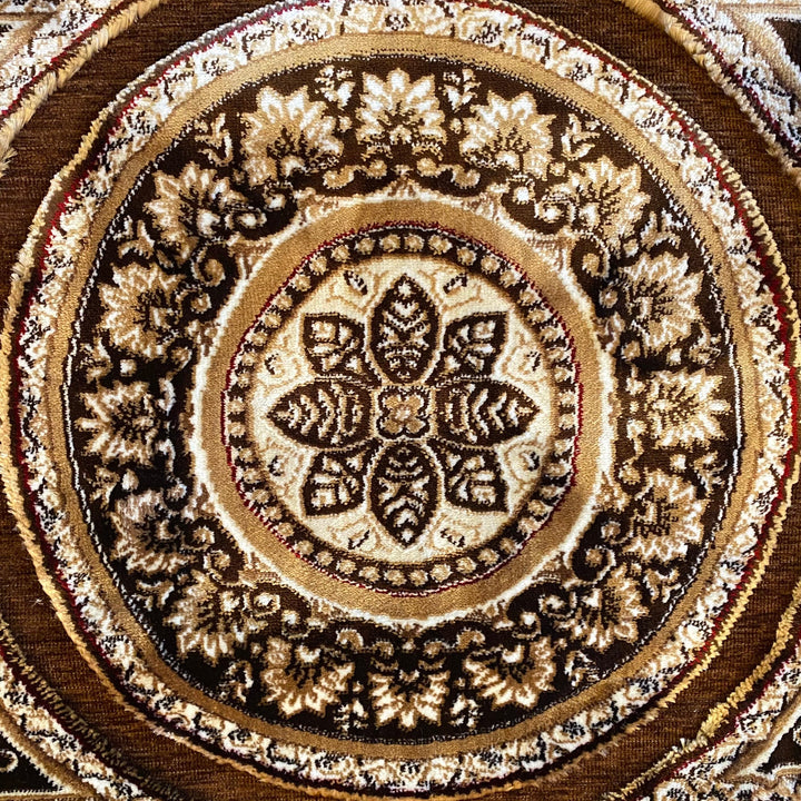 Brown Traditional Turkish Embossed 5x8 ft